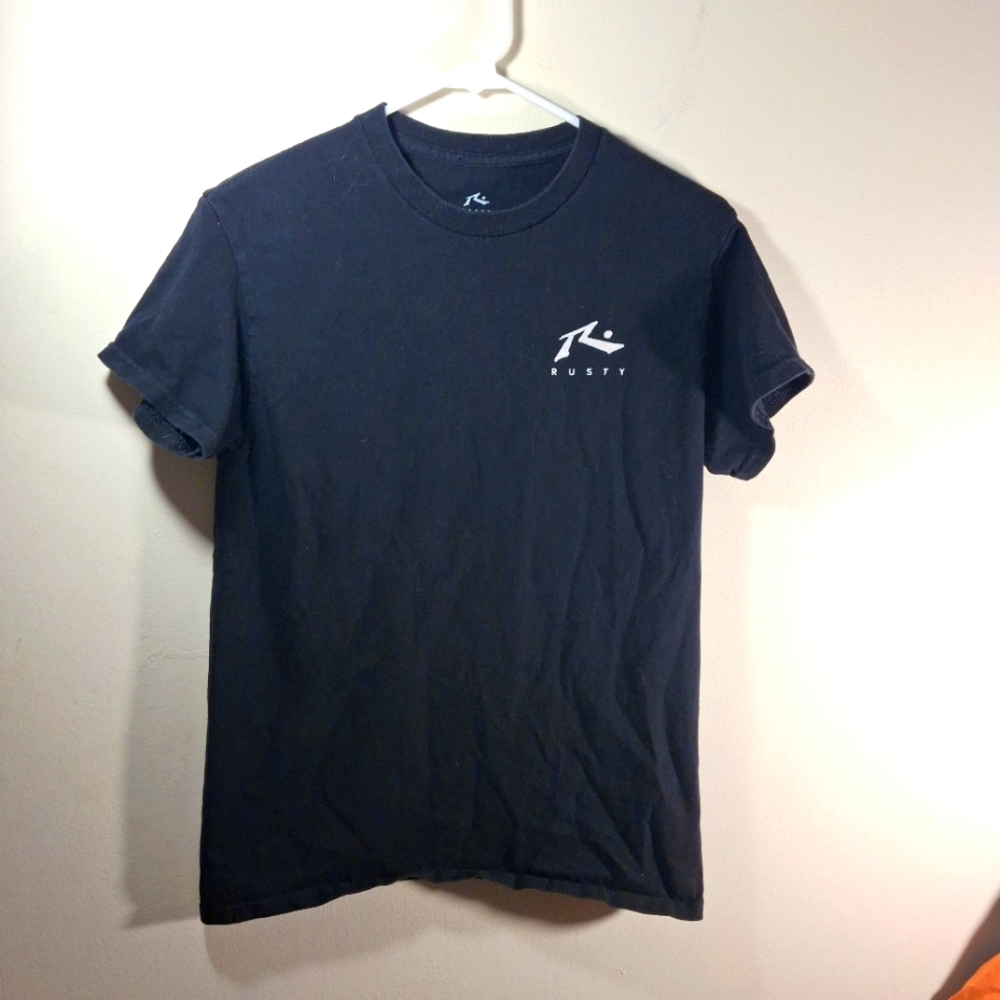 Rusty Women's Black Short Sleeve Crew Neck Logo Tee S